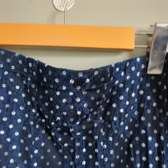 Vex Collection Polka Dot Ruffle Lace Midi Skirt Navy Blue Size EU 44 (US 12) - Picture 6 of 8